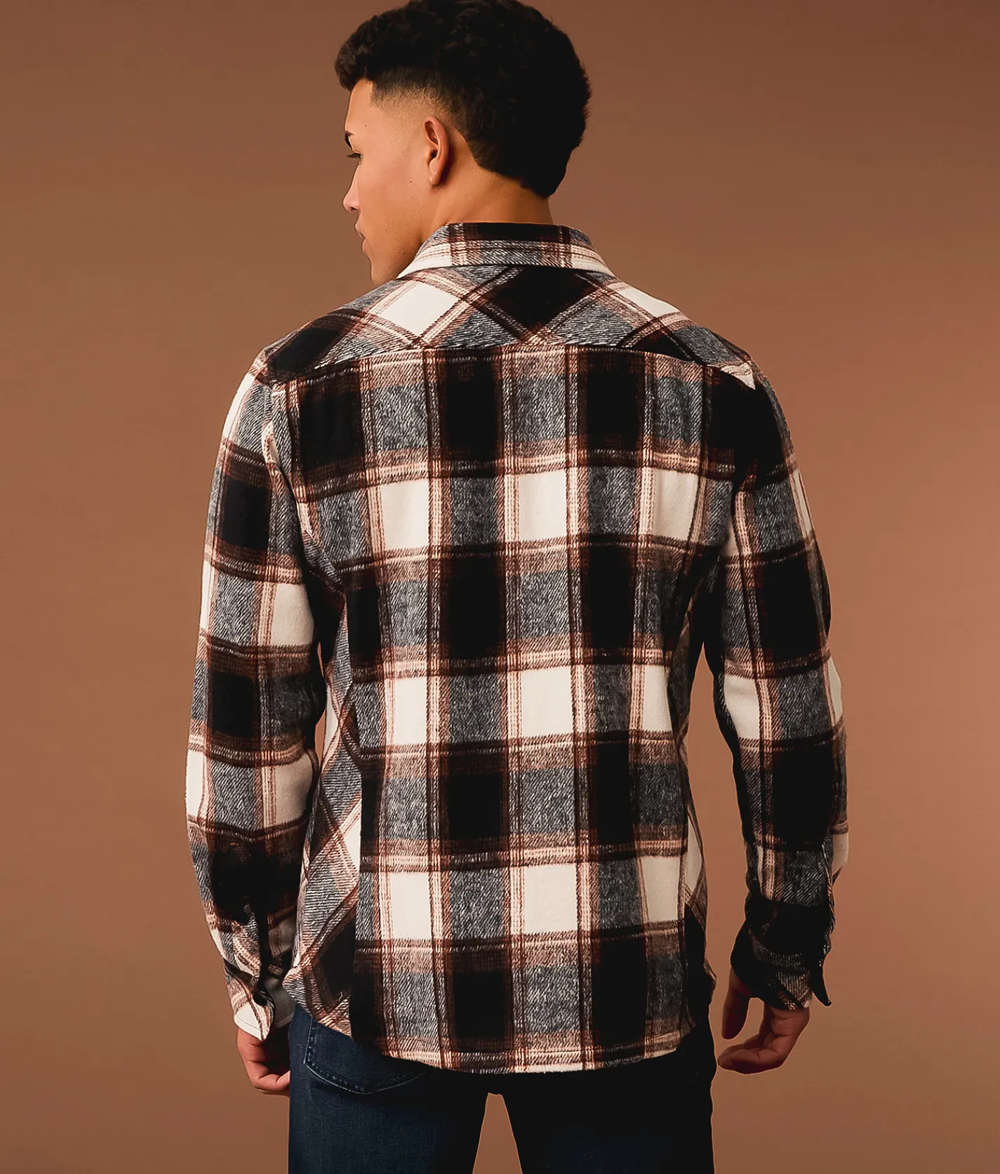 Tops | Outpost Makers Flannel Athletic Shirt Cream Navy Rust
