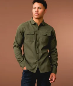 Outpost Makers Flannel Athletic Shirt Dark Olive Discount