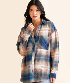 Tops | Modish Rebel Flannel Boyfriend Shirt Red Blue