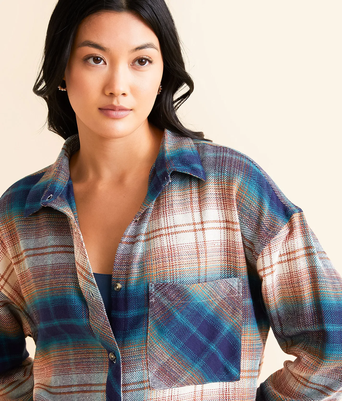Tops | Modish Rebel Flannel Boyfriend Shirt Red Blue