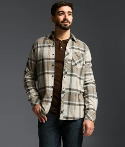 Tops | Outpost Makers Flannel Knit Athletic Shirt Grey Tobacco
