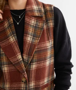 BKE Flannel Longline Vest Brick Sale