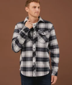 Tops|Coats & Jackets | Outpost Makers Flannel Shacket Black Grey White