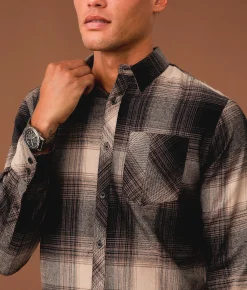 Tops | Outpost Makers Flannel Standard Shirt Black Tan