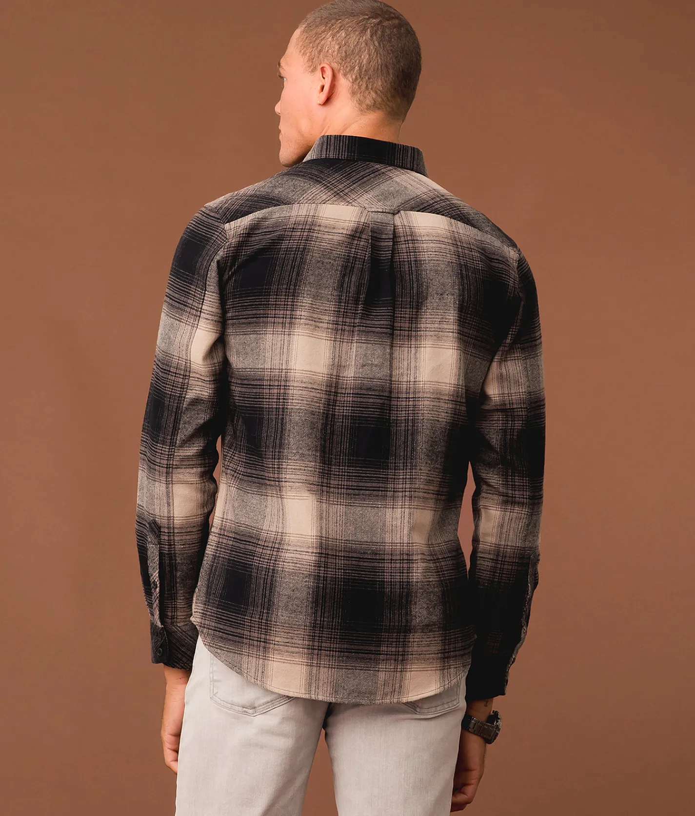 Tops | Outpost Makers Flannel Standard Shirt Black Tan