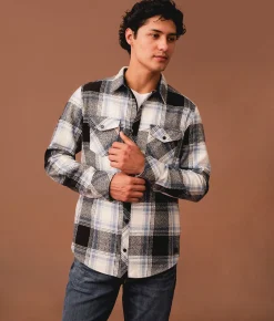 Tops | Outpost Makers Flannel Standard Shirt White Blue