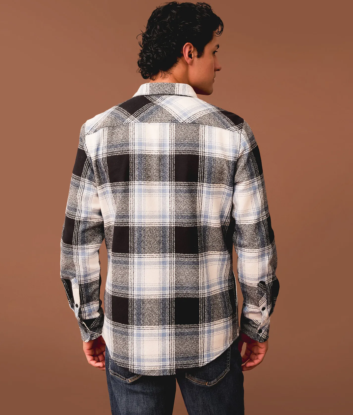 Tops | Outpost Makers Flannel Standard Shirt White Blue