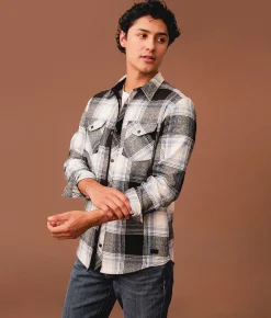 Tops | Outpost Makers Flannel Standard Shirt White Blue