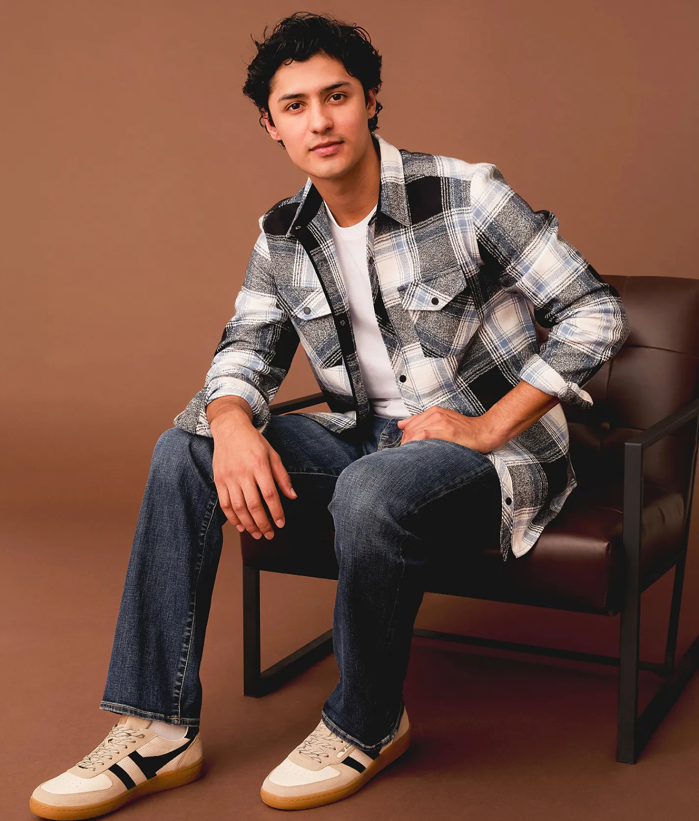 Tops | Outpost Makers Flannel Standard Shirt White Blue