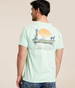 Fieldstone Flats Boat Dog T-Shirt Brook Green Hot