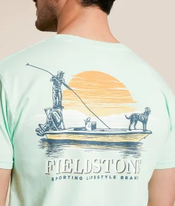 Fieldstone Flats Boat Dog T-Shirt Brook Green Hot
