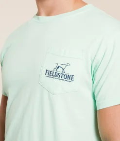 Fieldstone Flats Boat Dog T-Shirt Brook Green Hot