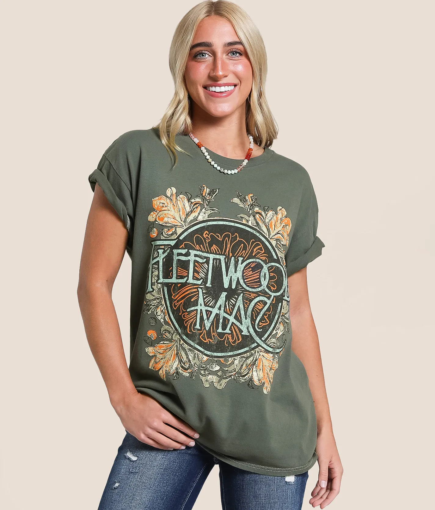 Merch Traffic Fleetwood Mac Band Oversized T-Shirt Laurel Wreath Outlet