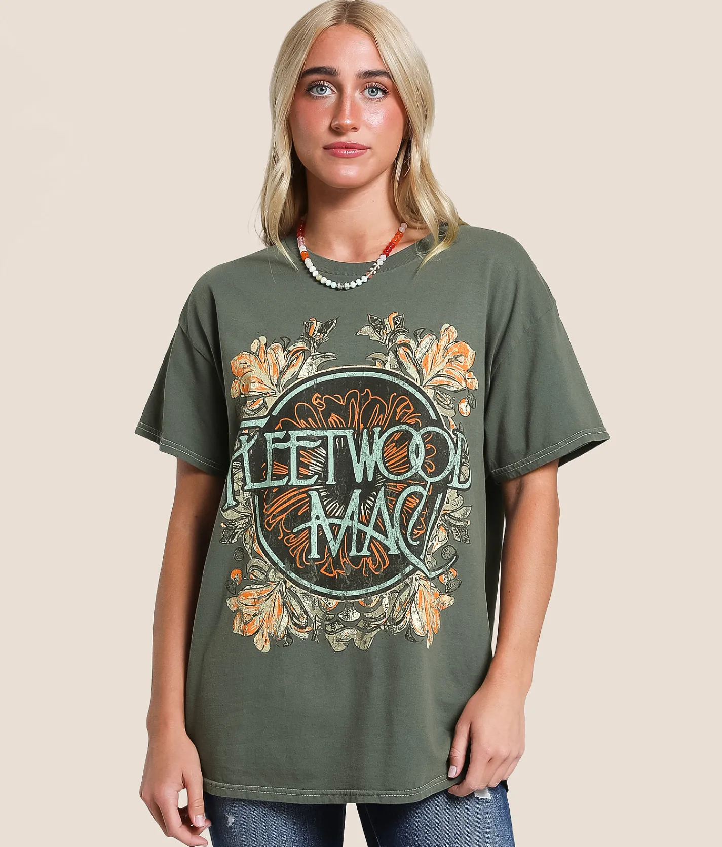 Merch Traffic Fleetwood Mac Band Oversized T-Shirt Laurel Wreath Outlet