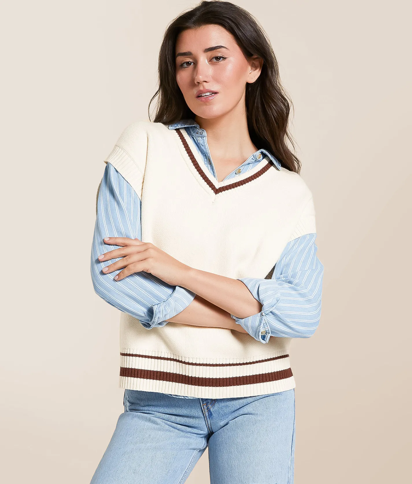 Z Supply Fletcher Oversized Sweater Vest Crystal Clearance