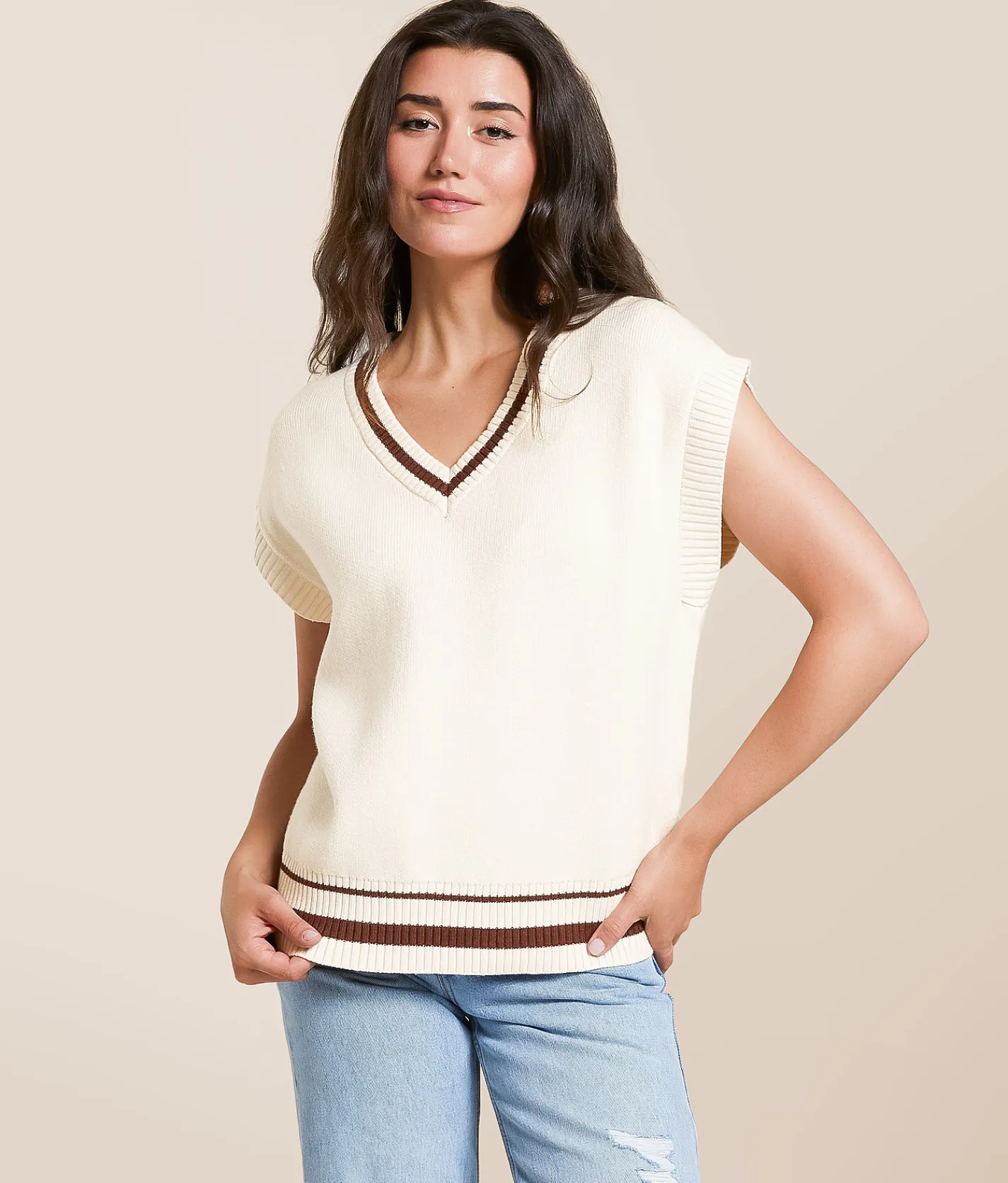 Z Supply Fletcher Oversized Sweater Vest Crystal Clearance