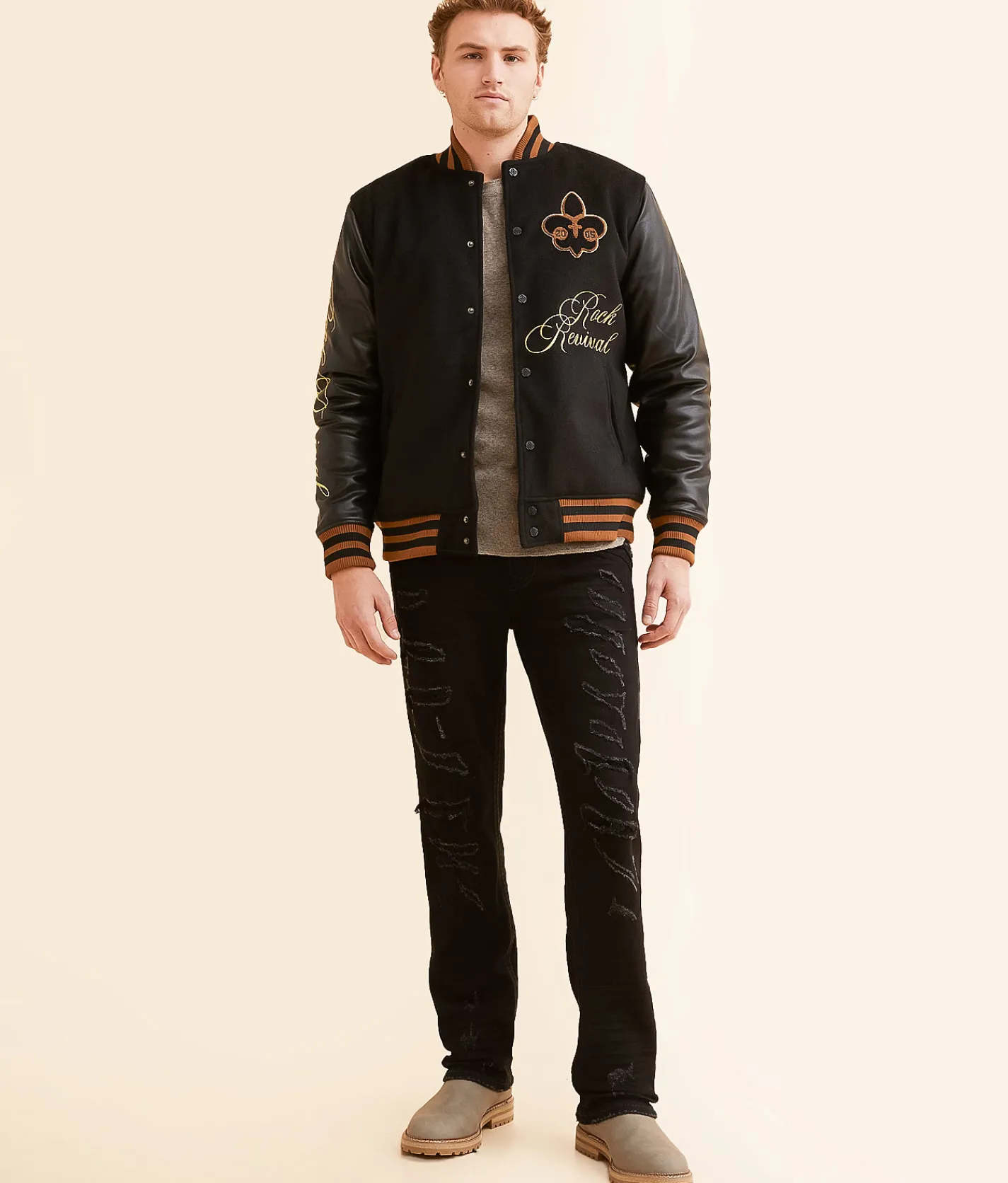 Rock Revival Fleur Varsity Jacket Black Online