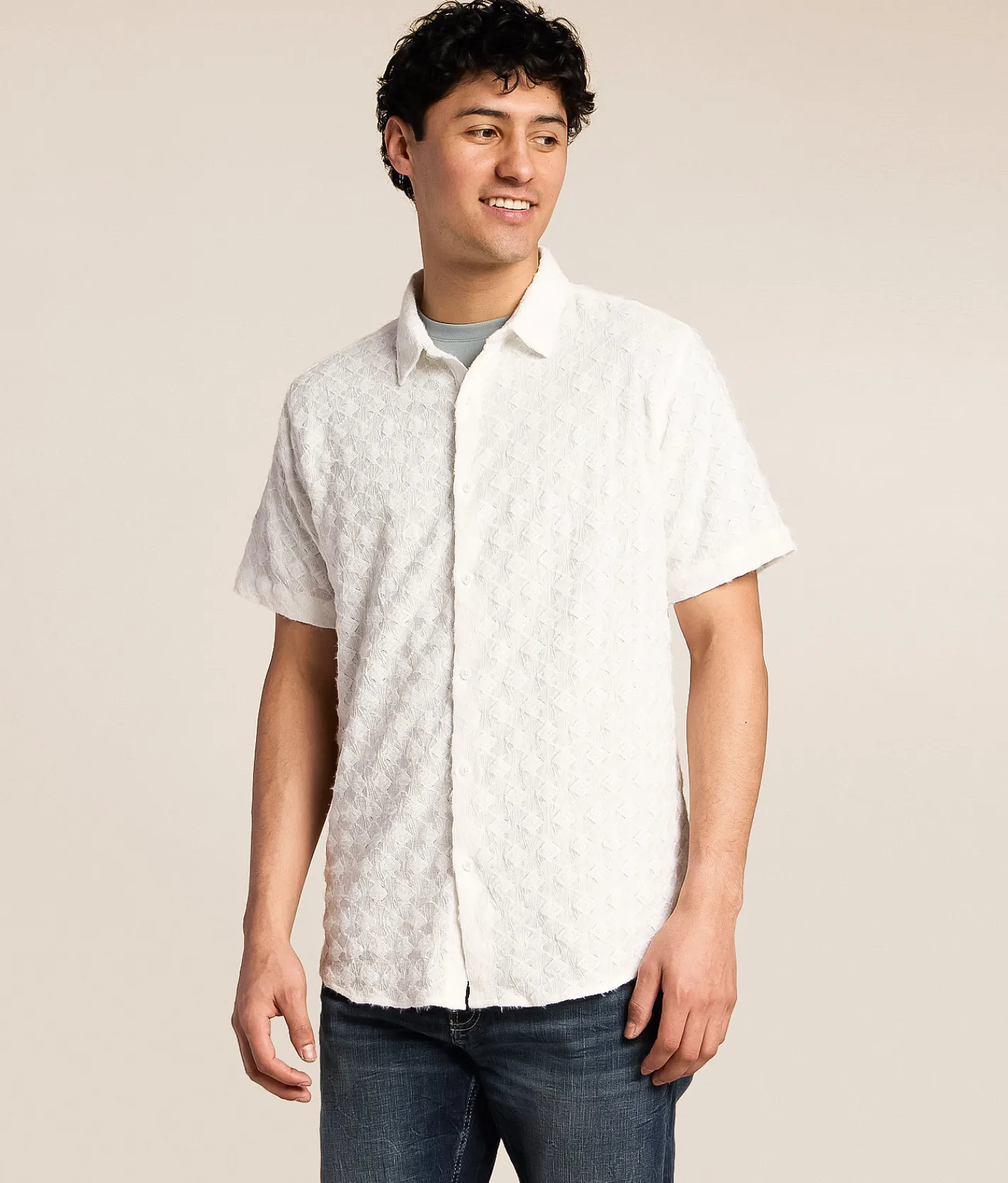 Nova Industries Flocked Diamond Shirt White Outlet