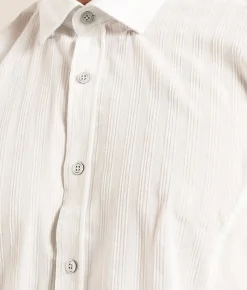 Tops | Eight X Flocked Tonal Striped Shirt White