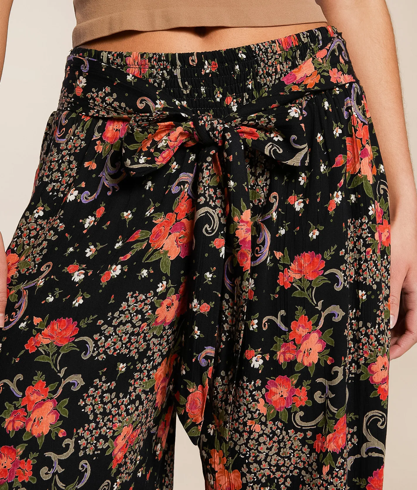 Angie Floral Beach Pant Black New