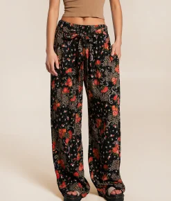 Angie Floral Beach Pant Black New