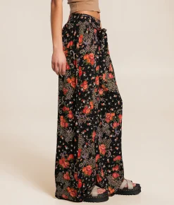 Angie Floral Beach Pant Black New