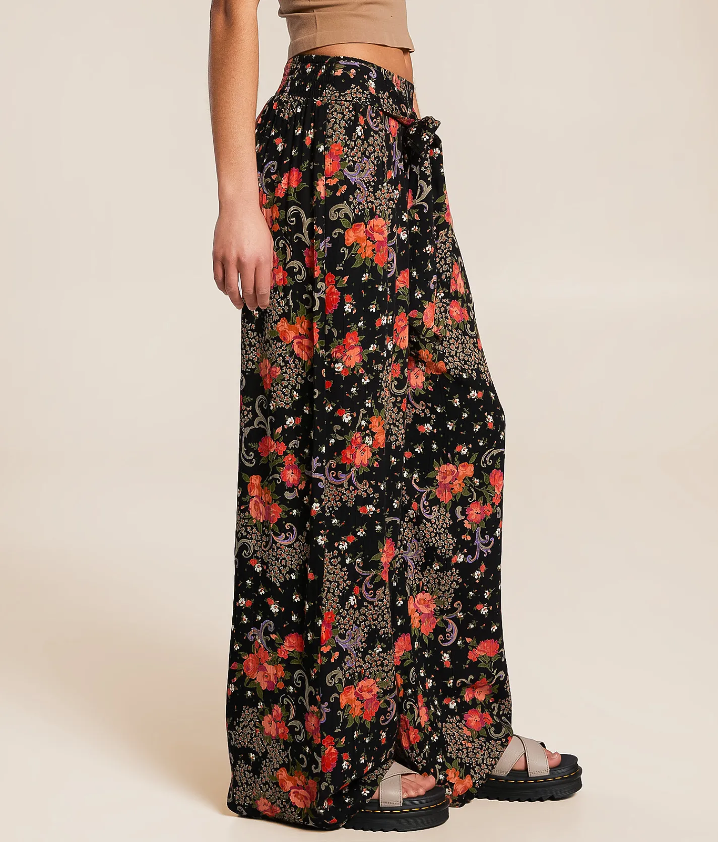 Angie Floral Beach Pant Black New