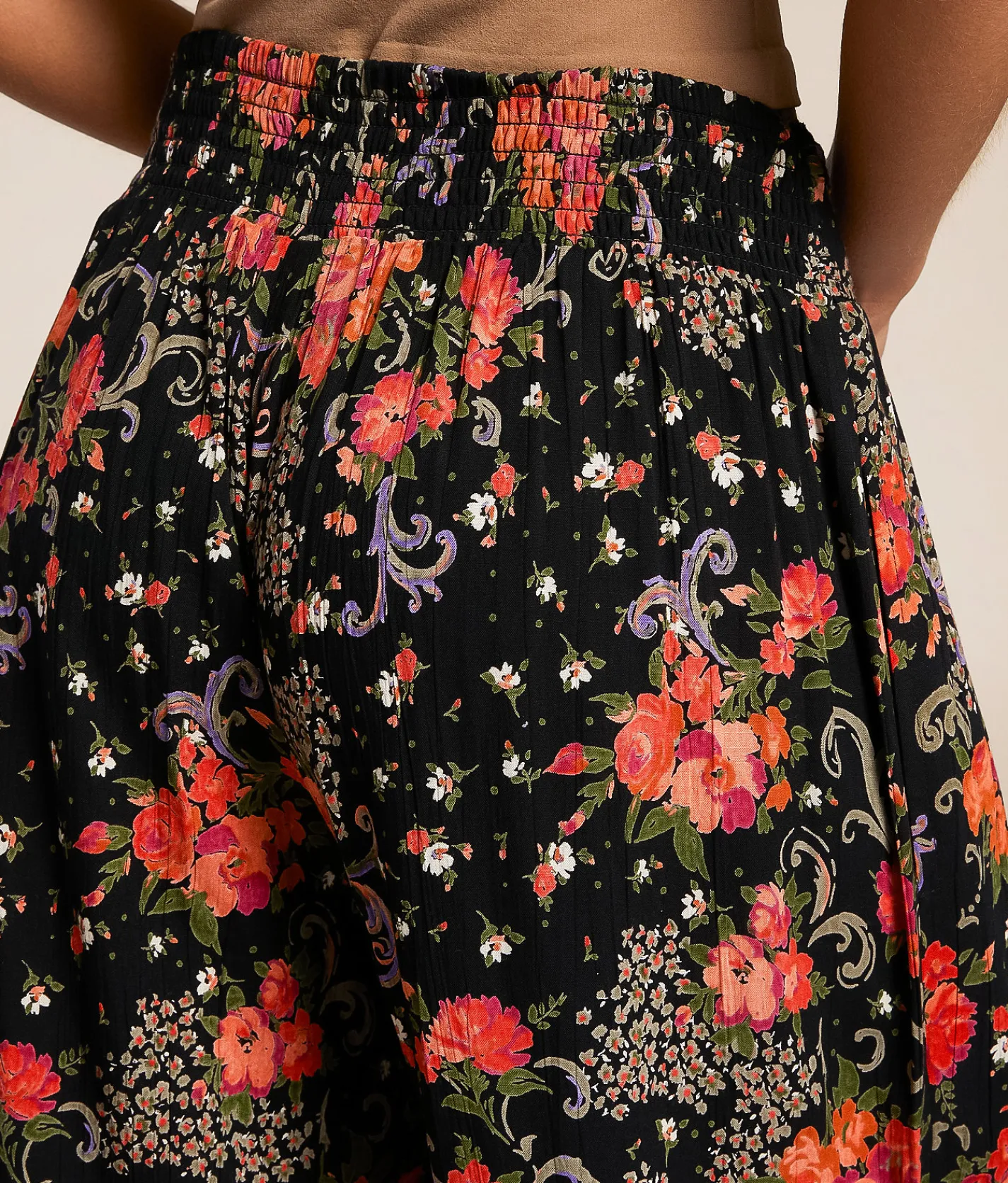 Angie Floral Beach Pant Black New