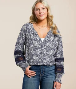 Daytrip Floral Blouse Crown Blue Cream Hot