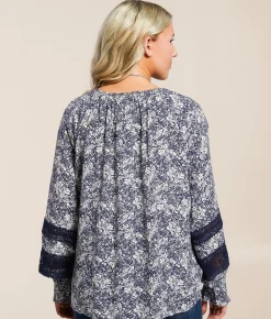 Daytrip Floral Blouse Crown Blue Cream Hot