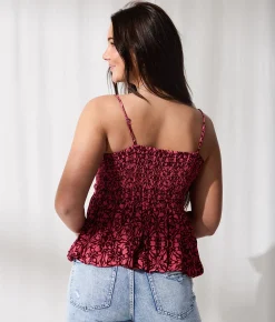 33 Coastal Floral Bubble Two Way Tank Top Pink Clearance