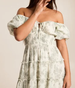 Trixxi Floral Chiffon Mini Dress White Sage New