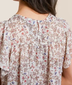 Tops | Daytrip Floral Chiffon Tiered Top Cream Multi