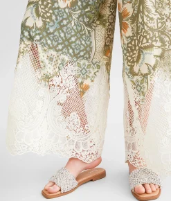 Bottoms | Miss Me Floral Crochet Beach Pant Multi Green