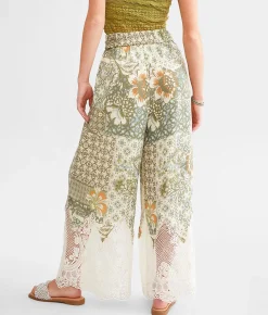 Bottoms | Miss Me Floral Crochet Beach Pant Multi Green