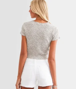 FITZ + EDDI Floral Cropped Top Grey Pink Ditsy Print Outlet