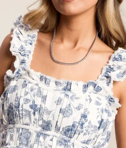 Dresses | Peach Love California Floral Denim Dress Blue White