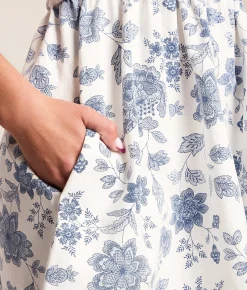 Dresses | Peach Love California Floral Denim Dress Blue White