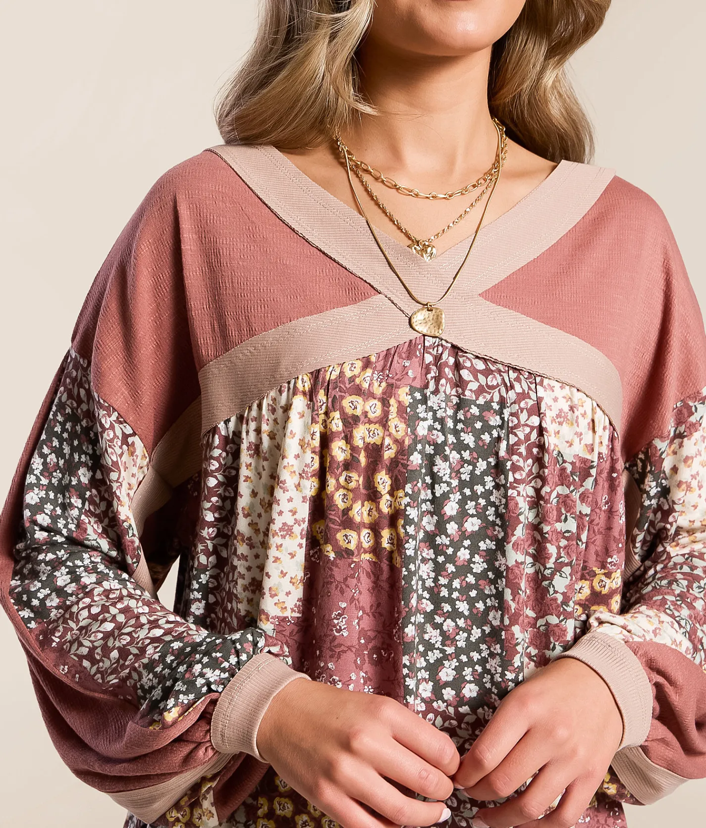 Tops | Daytrip Floral Dolman Top Rose Brown Multi