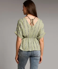 BKE Floral Dolman Top Green Floral Best