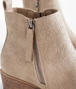 Very G Floral Embossed Ankle Boot Stone Discount