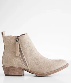 Very G Floral Embossed Ankle Boot Stone Discount
