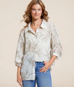 Tops | Daytrip Floral Embroidered Chiffon Blouse White Multi