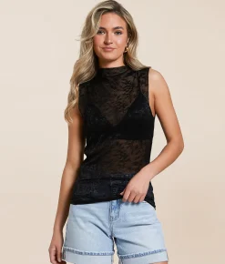 Tops | Willow & Root Floral Embroidered Tank Top Black