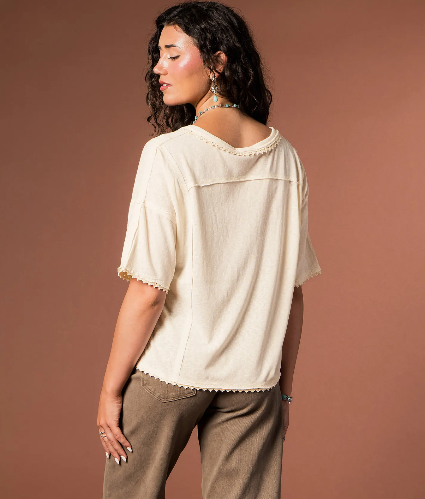 Gimmicks Floral Embroidered 45 T-Shirt Cream Multi Clearance