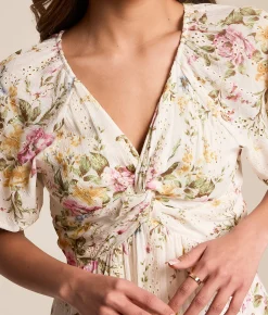 Dresses | Willow & Root Floral Eyelet Dress Cream Multi