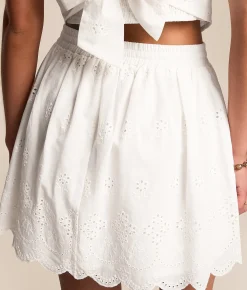 Willow & Root Floral Eyelet Mini Skirt White Discount