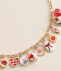 BKE Floral Girly Charm Necklace Gold Best