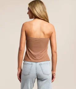 Willow & Root Floral Glitz Mesh Tube Top Brown Sale