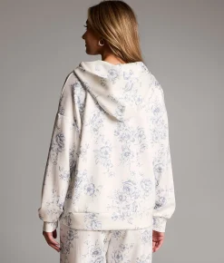 Tops | BKE Floral Hoodie Blue White